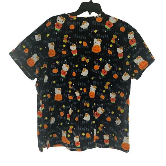 Hello Kitty By Sanrio Top Womens Size XL Short Sleeve Halloween Themed Scrub Top - Picture 2 of 10